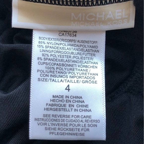 Michael Michael Kors High Neck Shirred Cross Front Black One Piece Swim Size 4 - Picture 11 of 14